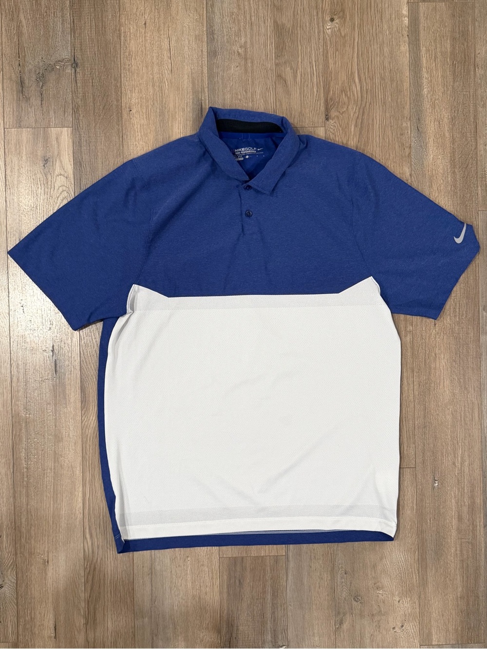 Nike Golf Shirt - Men’s Royal Blue and White Colorblock Polo